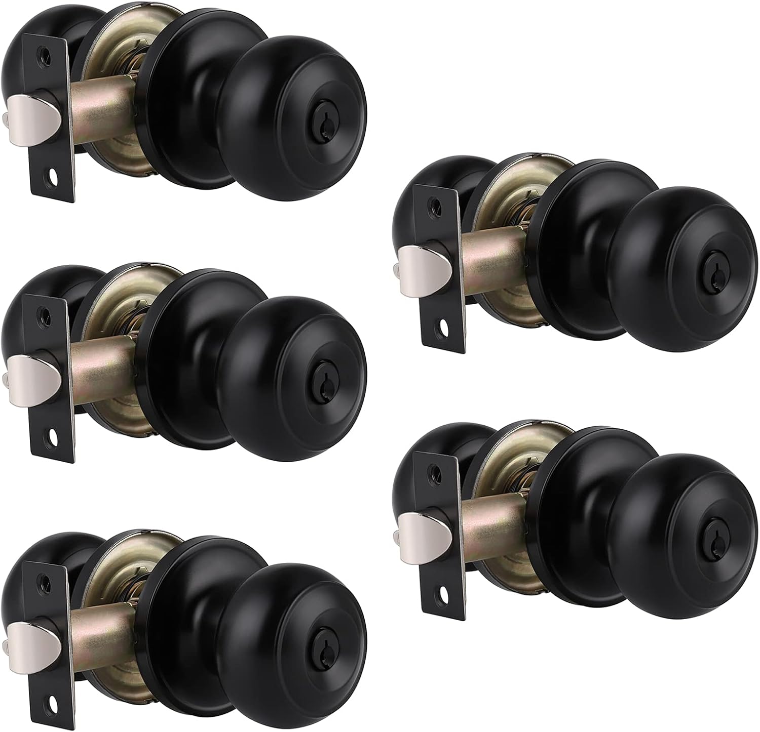 Gobrico KeyedAlike Exterior Door Knobs Flat Ball Door Locksets with