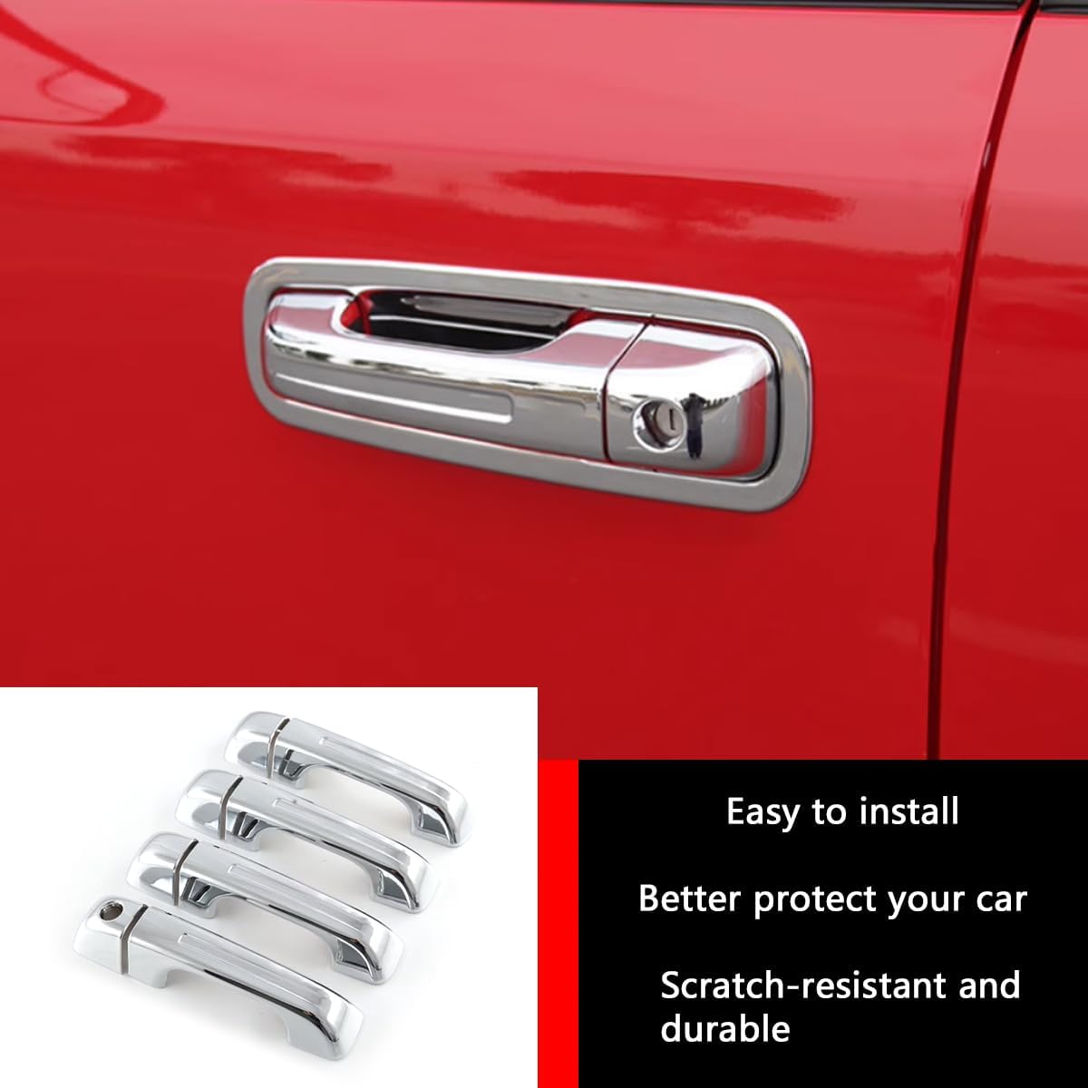 Car Accessories Fit for Dodge Ram 1500 2025 2024 2023 2022 2021 2020 2019 Door Handle Cover Trims （Chrome Silver W/O Smart Hole ABS 8PCS image 2