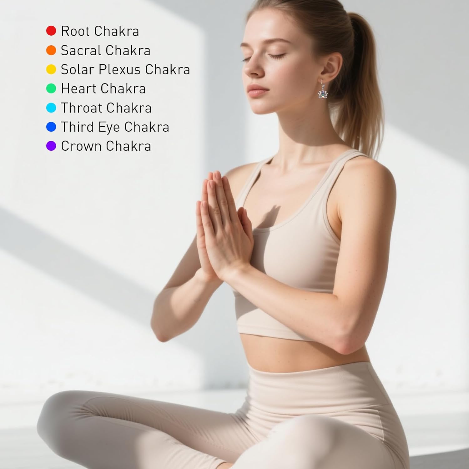 Chakra Earrings Lotus Flower 7 chakra Stones Leverback Earrings for Women Dangle Yoga Lotus Jewelry Balance Meditation - Image 5