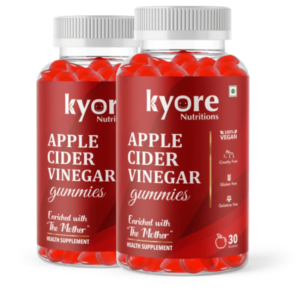 Kyore Nutritions Apple Cider Vinegar (ACV) Gummies For Weight Loss - Body Detox and Boost Immunity, Improve Digestive System (Pack Of 2, 30 Gummies Each)