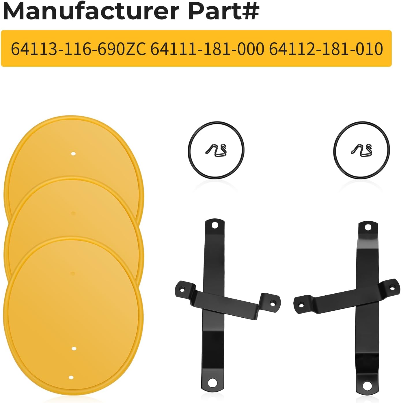 M MATI Yellow Number Plate Kit for Honda Z50R 1979-1987 64113-116-690ZC 64111-181-000 64112-181-010