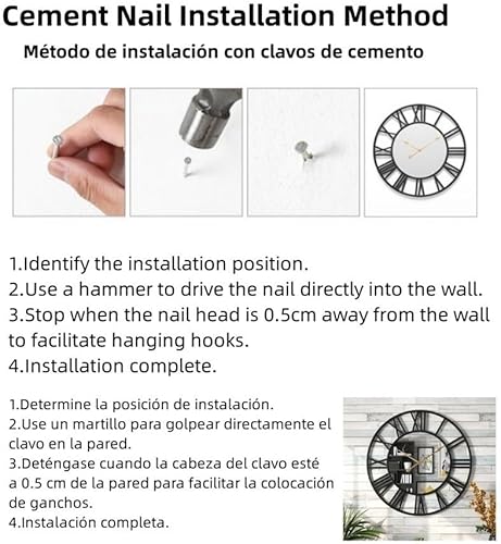 Miniatura 4 de EFEMIR Reloj de espejo grande para decoración de pared y sala de estar con elegante reloj de espejo redondo (color negro, tamaño 15.7 pulgadas)