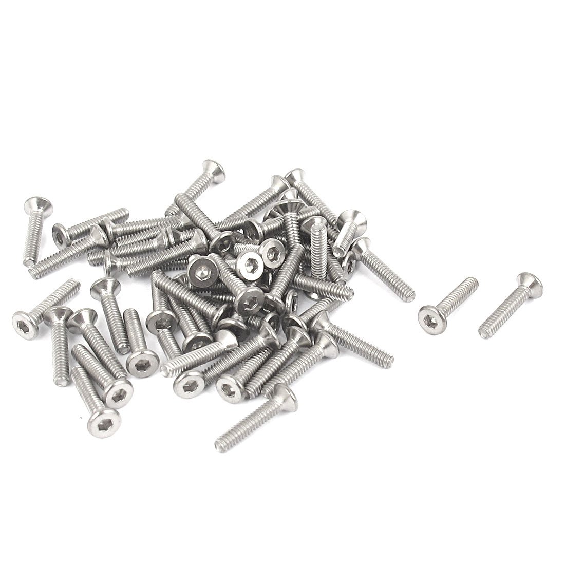 Uxcell Silver Tone Sourcingmap M2 X 10Mm Hex Socket Countersunk Flat Head Screw Bolts 50Pcs