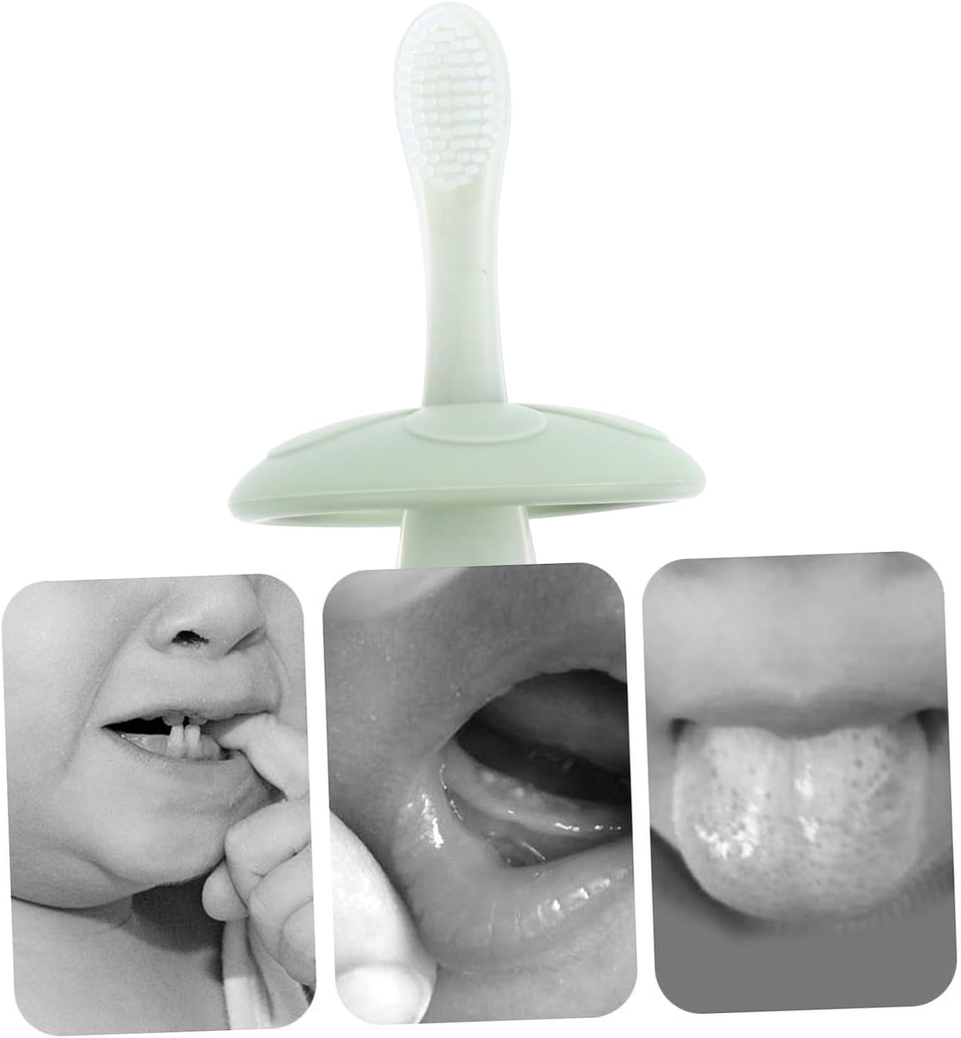 Silicone Toothbrush for Soft Bristles Small Brush Head Non-Slip Handle Oral Care Teeth Cleaning Portable Green