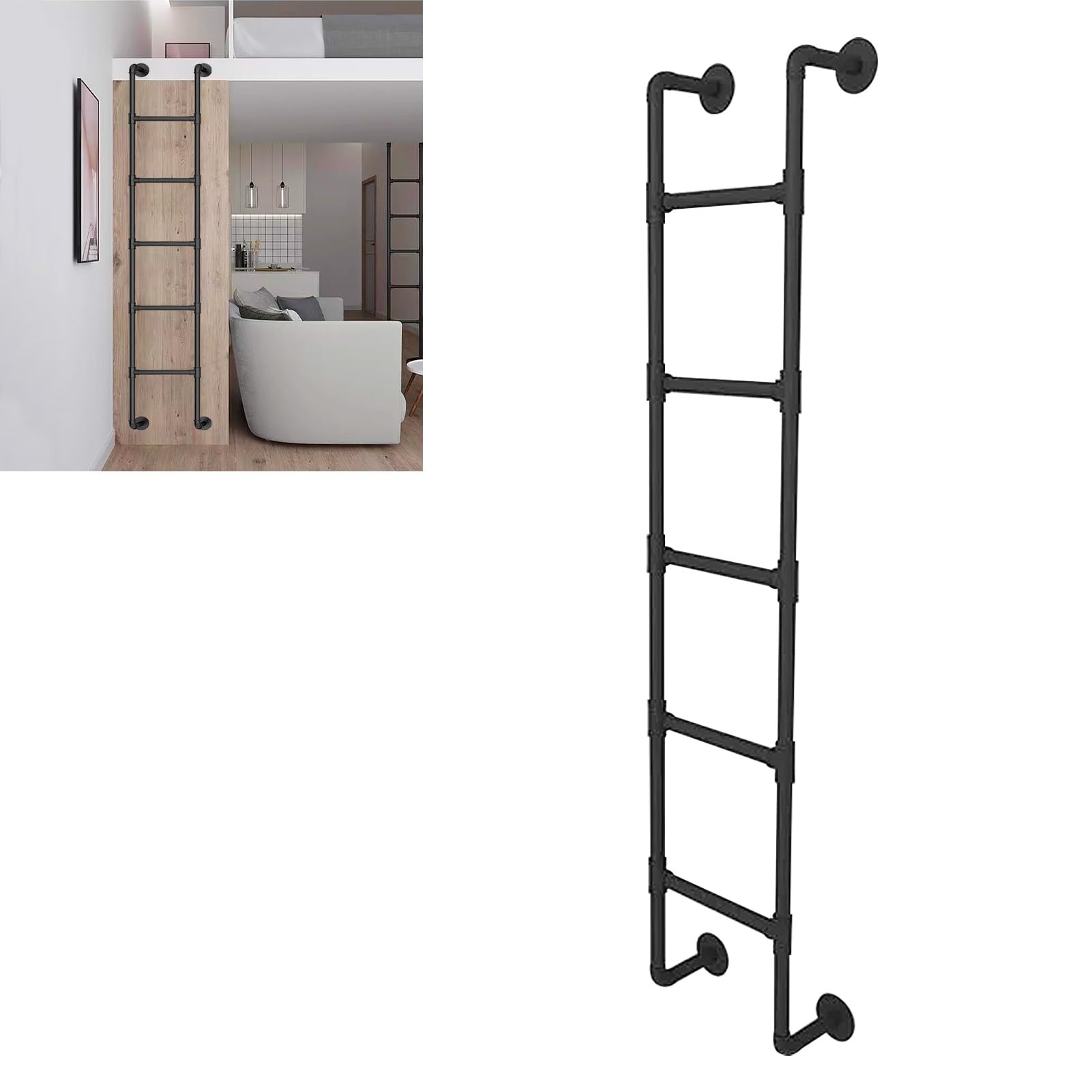 Scala di uscita per finestre da seminterrato, scala a pioli in metallo montata a parete per soppalco, scala per letto a castello, scale dritte multiuso e resistenti per dormitorio biblioteca terrazza(