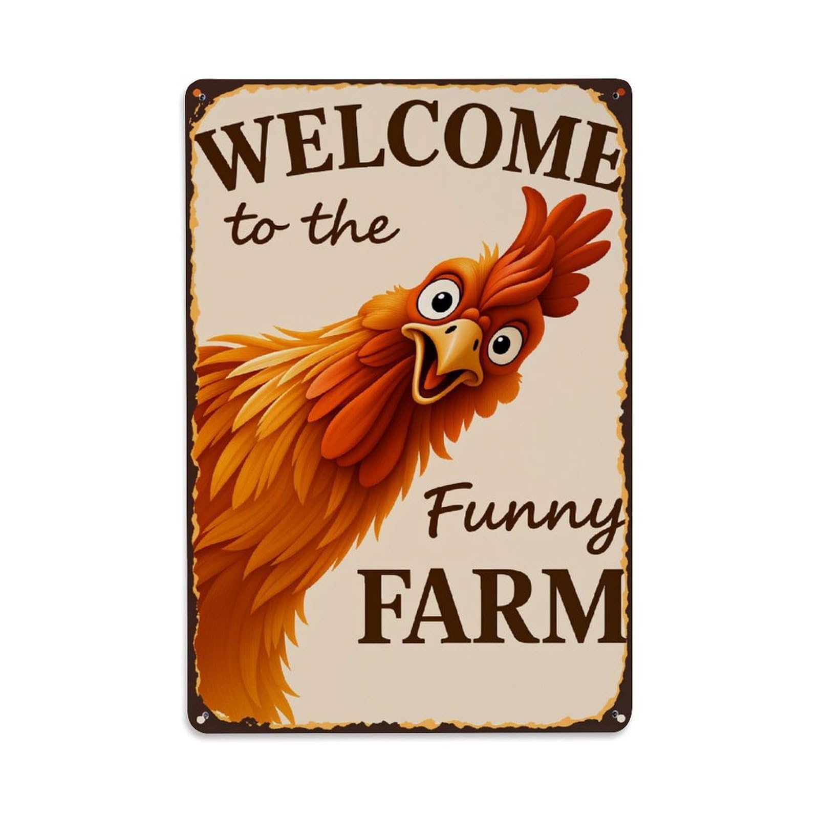 Lzwbntey Vintage Welcome To The Funny Farm Metal Tin Sign Retro Wall Decor For Home Bar Garage Cafe, Indoor & Outdoor Decorative Metal Poster, 8X12 Inch