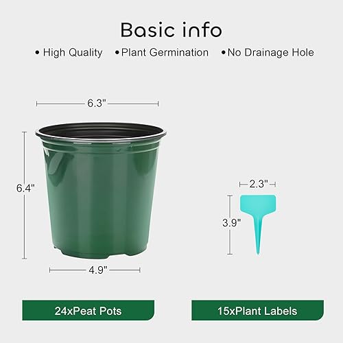 Miniatura 4 de GROWNEER Juego de 12 macetas flexibles de 6 pulgadas de 1 galón para plantas, macetas con orificio de drenaje y platillo, contenedor para plantas de