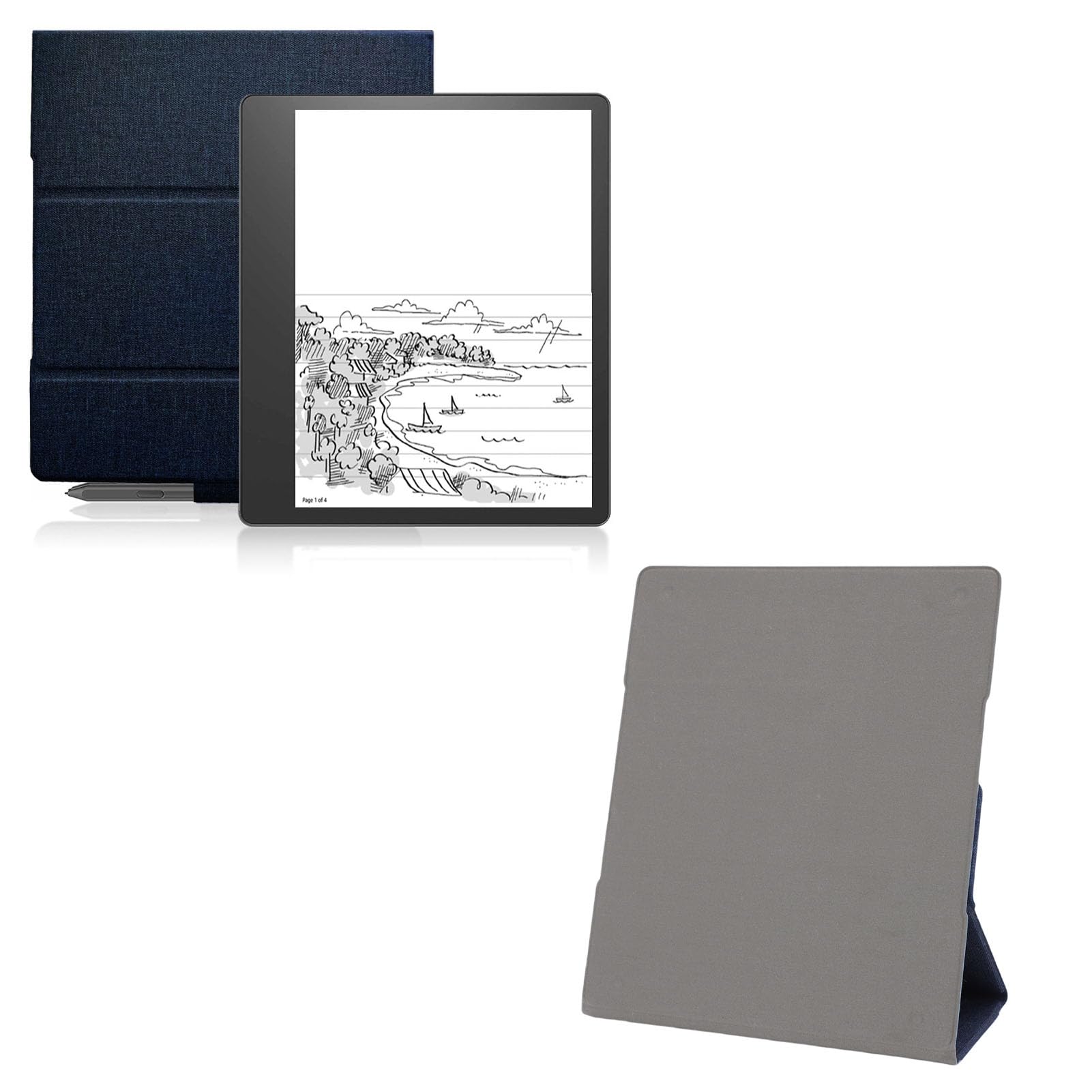 Custodia Protettiva per Kindle Scribe 2022 2024, Cover per Lettore di Libri Elettronici da 10,2 Pollici con Attacco Magnetico, Supporto Regolabile e Slot per Penna Dedicato, per (Blu scuro)