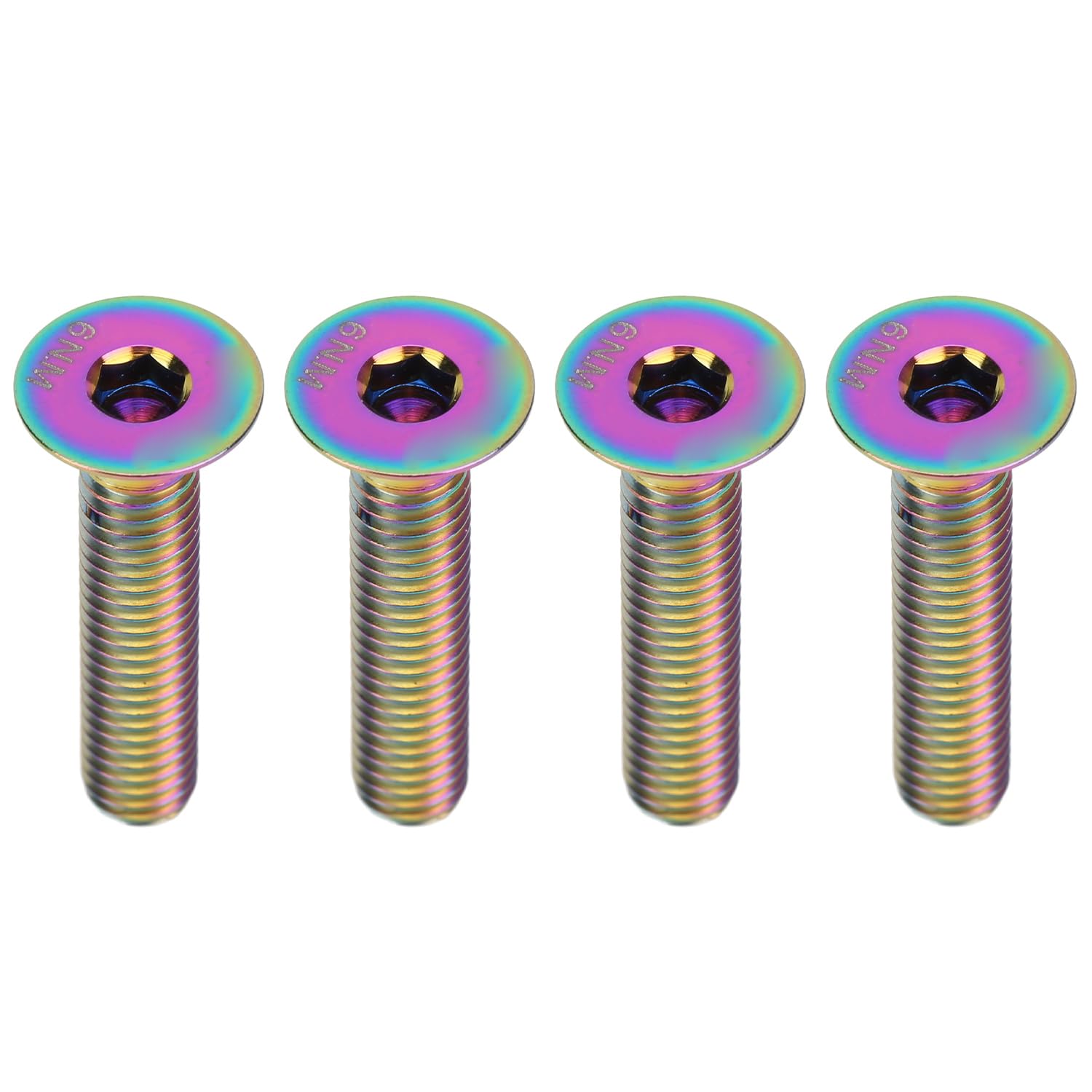 Bike Stem Bolt Screw, M6x30mm Titanium Alloy Flat Head Headset Cap Bolt Bike Headset Stem Top Cap Fixing Bolt (4pcs Colourful) โ image 1