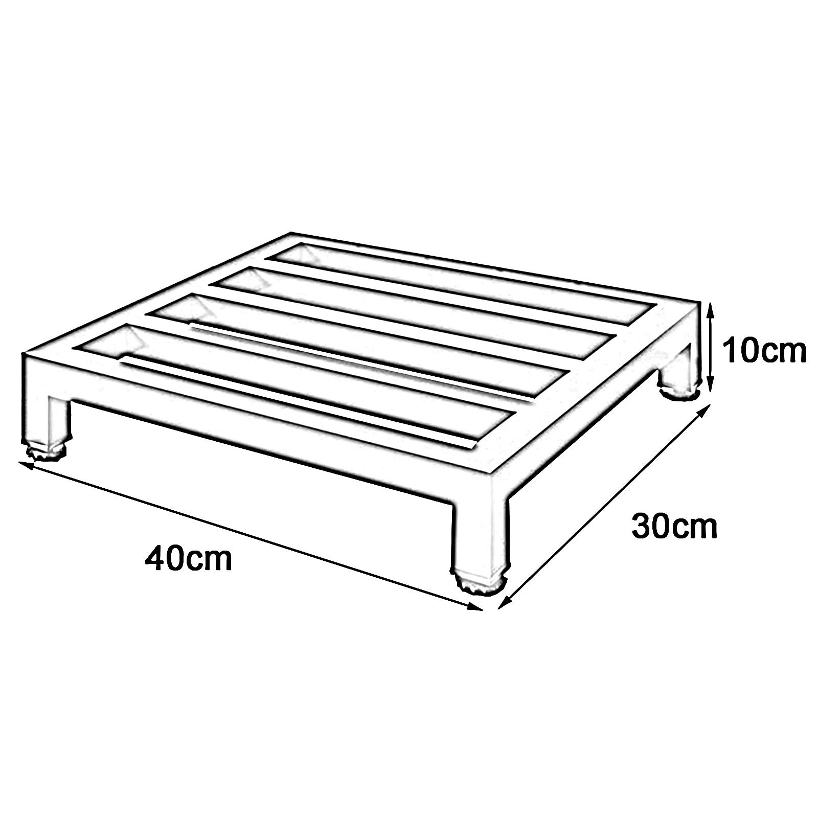 WIGING Metall Blumentopfständerfüße, Feuchtigkeitsbeständig Erhöhung Bodenpaletten, Möbel Geräte Kühlschrank Klimaanlage Untergestell Für Lagerhallen Küchen Geschäfte(Black,40x30x10cm)