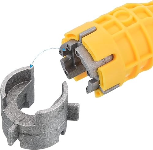 Miniatura 5 de PATIKIL Instalador de grifo y fregadero, llave multiusos 5 en 1, herramienta de fontanería para inodoro y lavabo, color amarillo