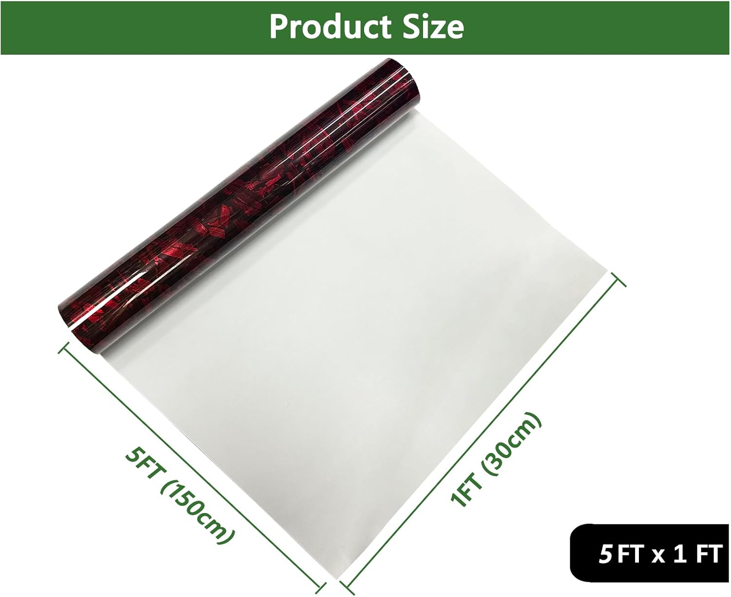 Red Forged Carbon Fiber Vinyl Wrap Roll with 2 Pcs Tool Kit, High Gloss Car Wrap Vinyl Bubble Free with Air Release Technology, Perfect for DIY Cars Motorcycle Protection (Red High Gloss, 1ft x 5ft)