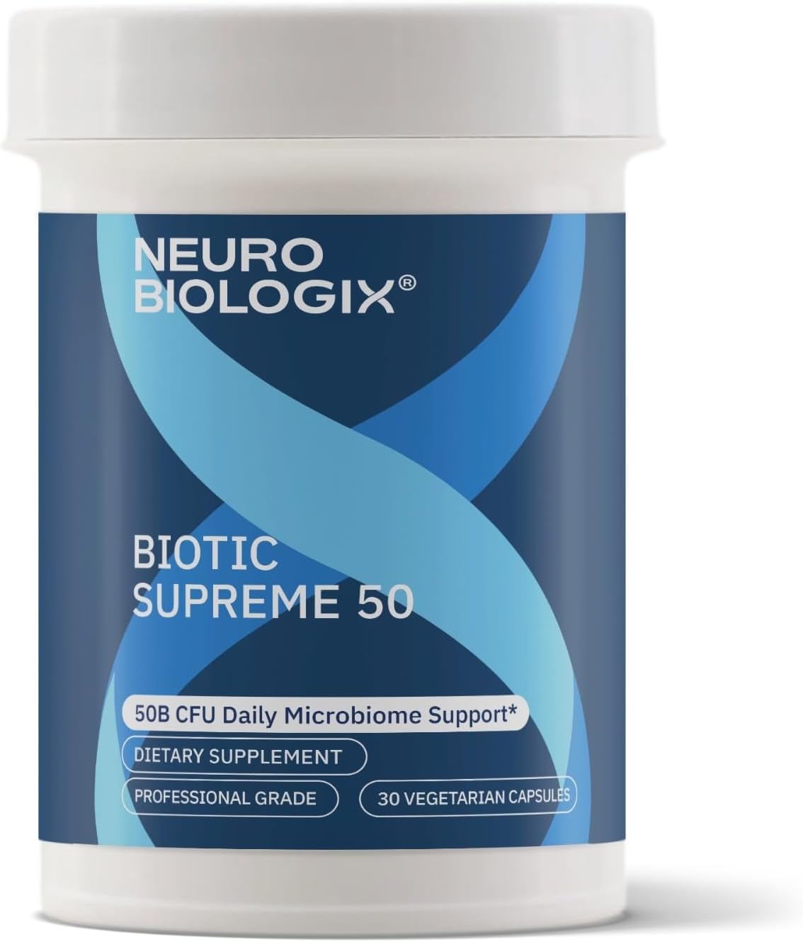 Neurobiologix Biotic Supreme 50, 50 Billion CFU Probiotics with Akkermansia, Saccharomyces boulardii Prebiotic, Supports Gut Flora, Microbial, Digestive & Immune Health, 30 Capsules