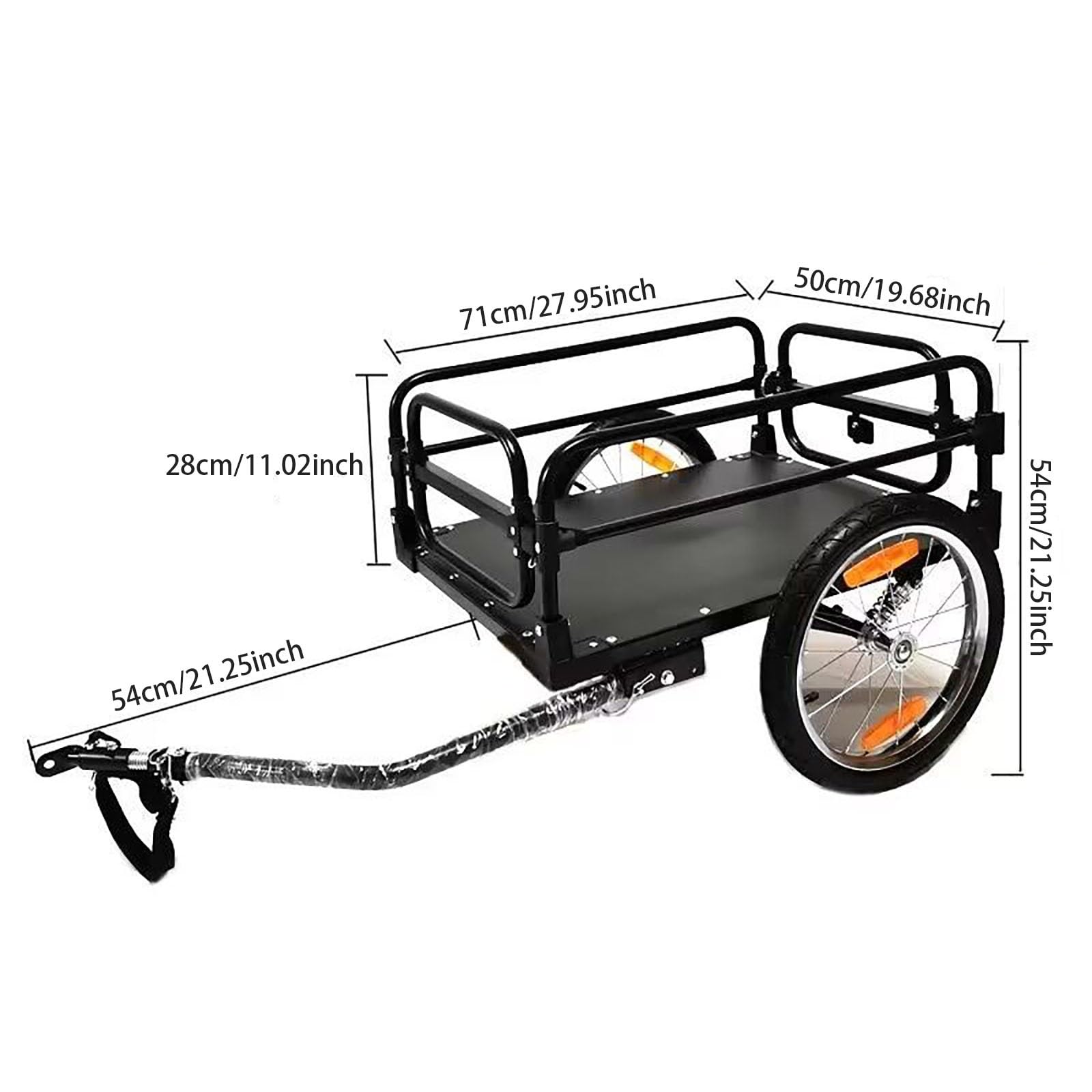 Remolque de bicicleta resistente con suspensión para transporte al aire libre, ideal para transportar mercancías, herramientas o comestibles