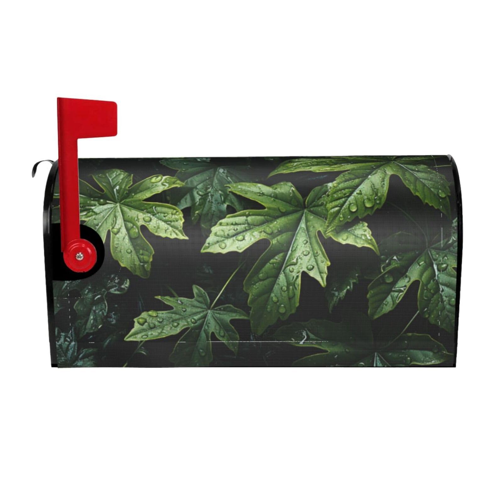 Green Leaves Pattern Mailbox Covers Magnetic Wraps Post Letter Box Cover Garden Home Decor 25.5x21 in