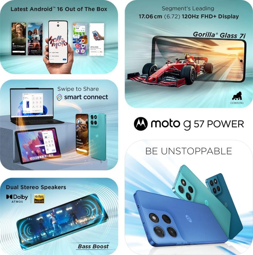 Image of Motorola G57 Power (Fluidity, 8GB RAM, 128GB Storage) | Snapdragon 6s Gen 4 Processor | 6.72 inch FHD+ Display | 50MP LYT-600 + 8MP Ultrawide | 8MP Selfie Camera | 7000mAh Battery, 33W TurboPower | IP64