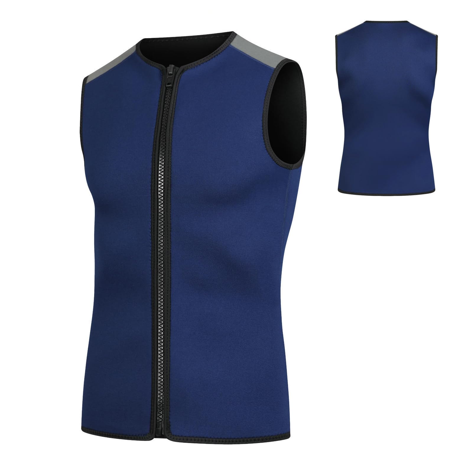 doorslay Men's Wetsuit Vest, Sleeveless Wet Suits Tops for Men 3mm Front Zip Neoprene Jacket Thermal Vest for Swimming Snorkeling Surfing Diving (Navy Blue S)
