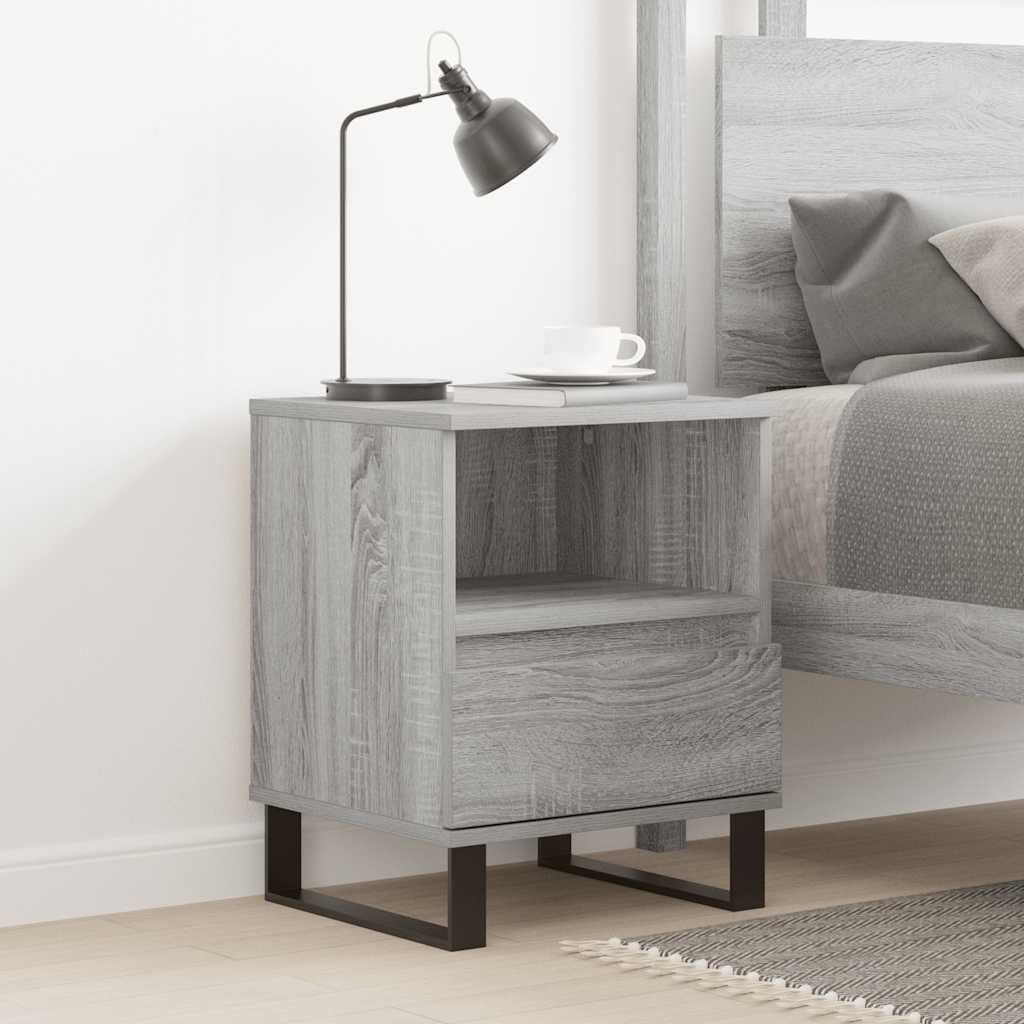 Table de Chevet Sonoma Gris 40x35x50cm Anti-Désordre pour Chambre