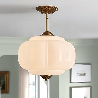 Milk Glass Ceiling Light Fixture, 15