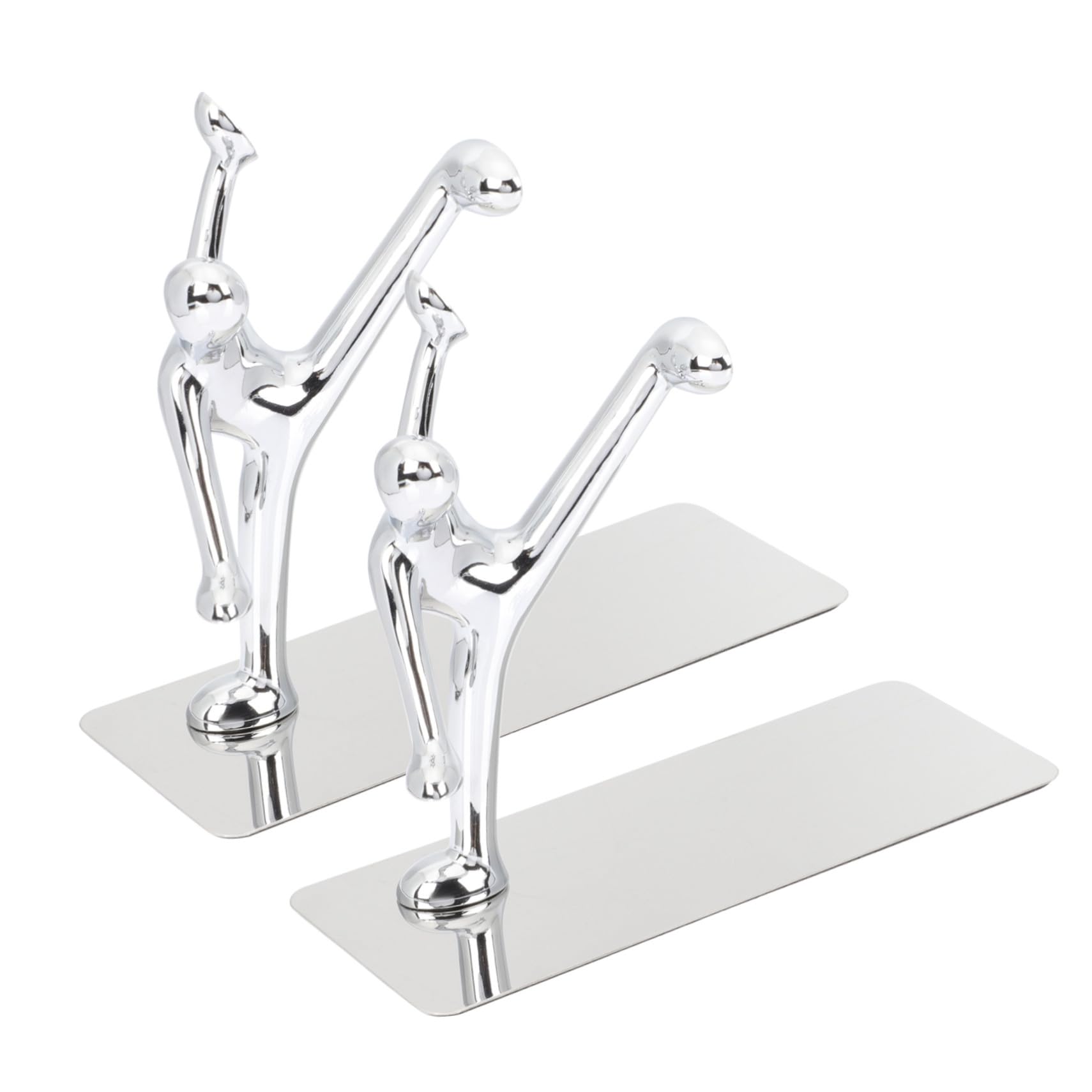Sujetalibros de metal ULTECHNOVO plateado con base plana para organizar documentos en oficina