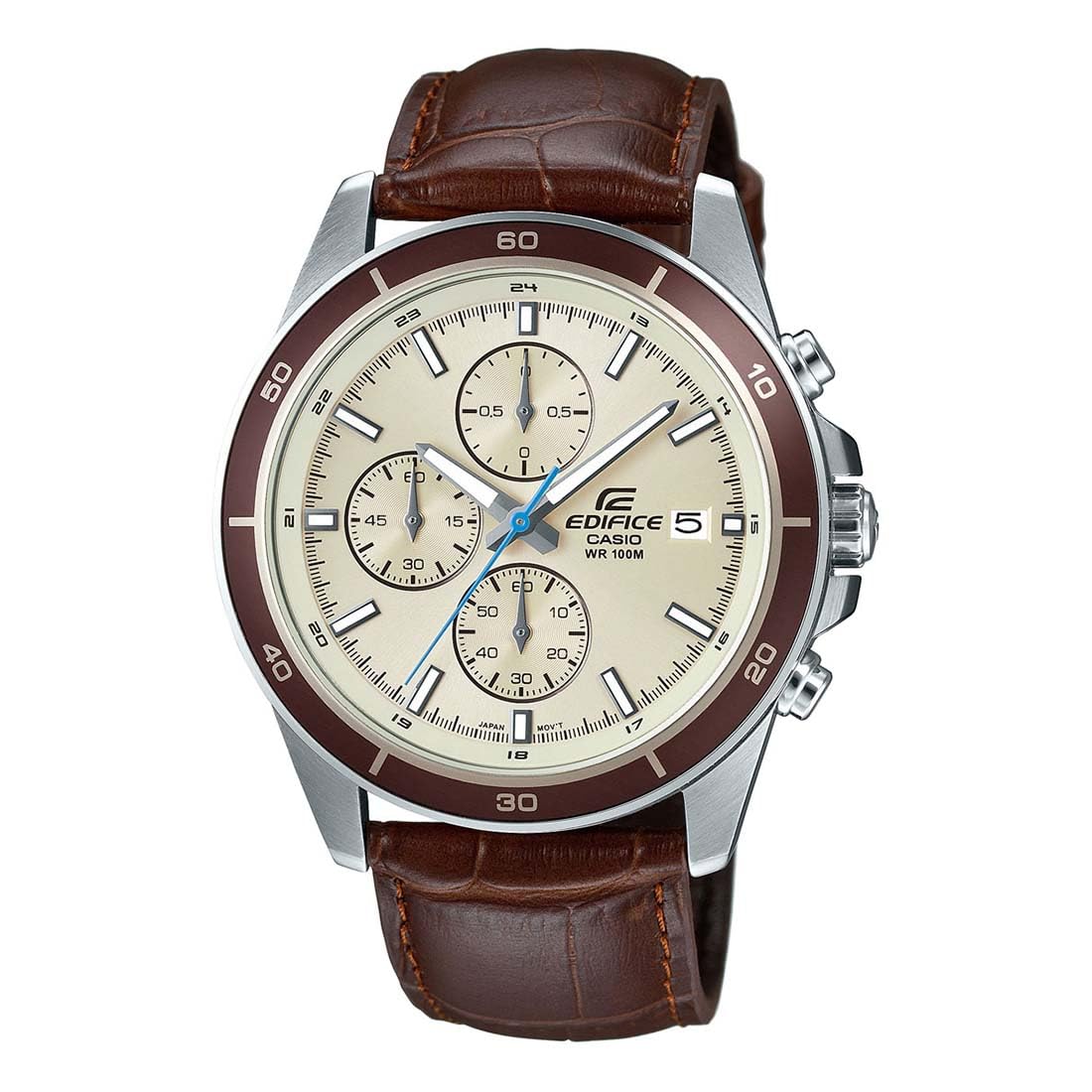 Casio EDifice EFR-526L-7BVUDF Beige Analog Dial Brown Leather Band Mens Watch Chronograph 100M Water Resistant EX303 (B01J76WP96) Amazon Price History, Amazon Price Tracker