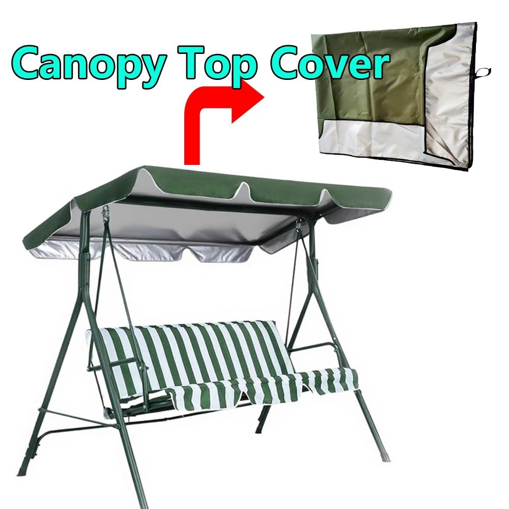 Tenda di Ricambio per Altalena Hollywood, Impermeabile Baldacchino per Dondolo da Balcone Giardino, Copertura di Ricambio per Altalena 3 Posti(Dark Green,190x132 CM (75x52 inch))