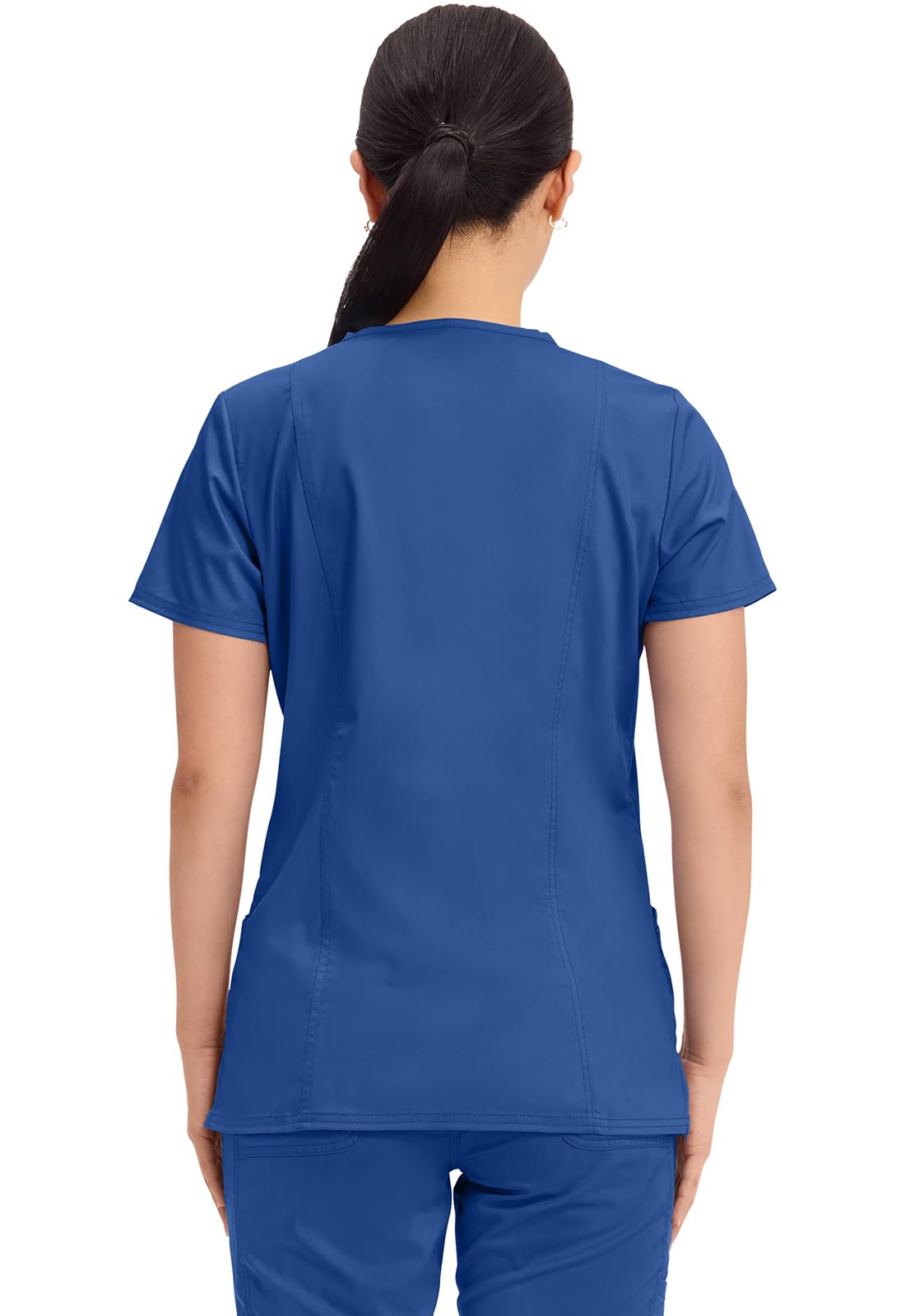 CHEROKEE Damski top medyczny z dekoltem w serek, Niebieski Galaxy, L