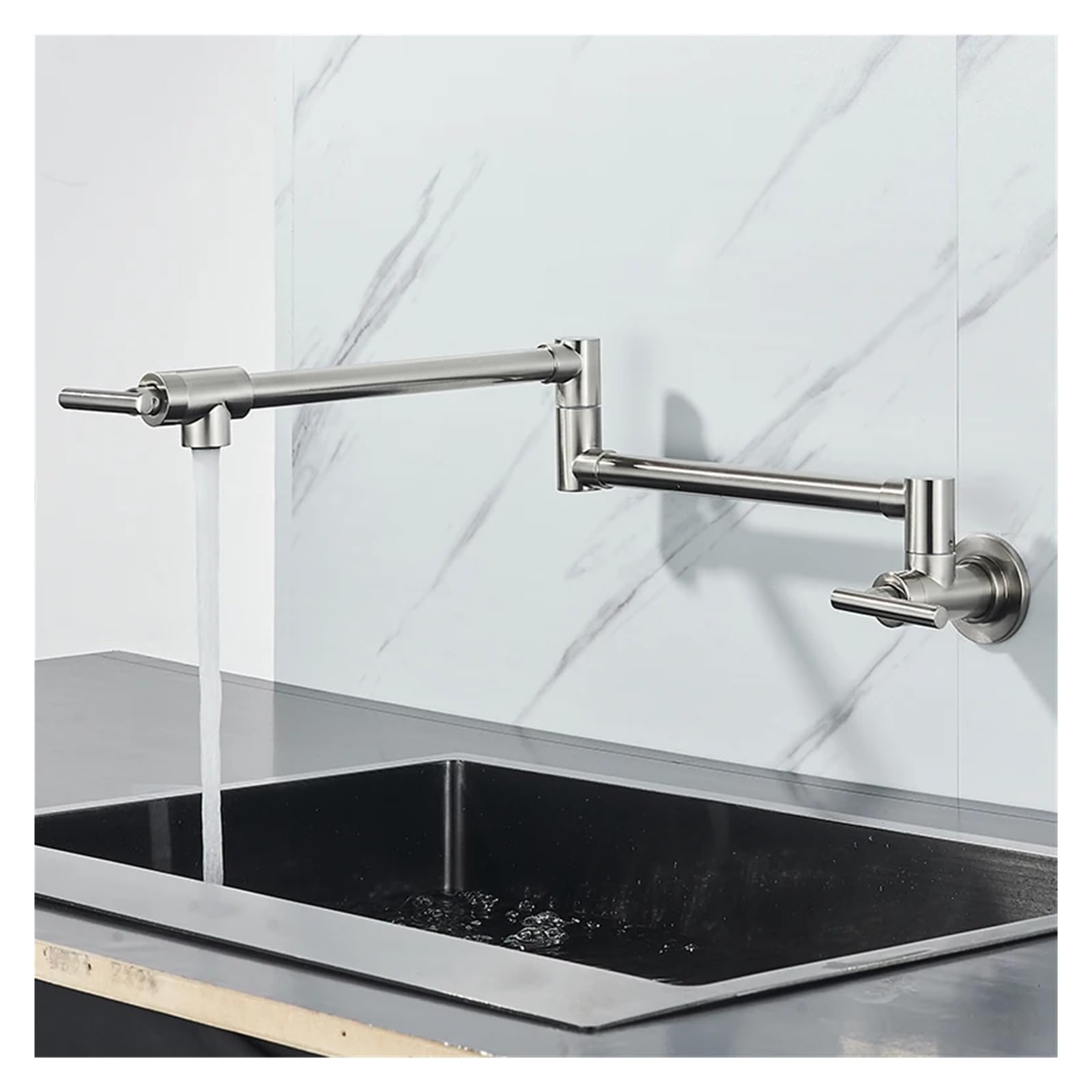 Grifos mezcladores para Fregadero Grifo de latón llenado ollas un Solo Orificio con Agua fría y caño Giratorio Plegable Cromado Cocina Montaje en Pared Apto la mayoría los escenari
