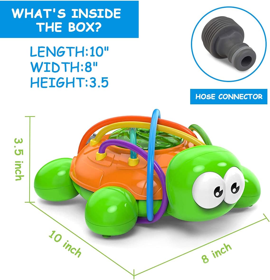 MEOZEL Outdoor Water Play Sprinkler Kids and Toddler sprinklers for Outside Spinning Turtle Sprinkler Toy, Backyard Sprinklers Summer Activities, Sprays Up to 8ft High - Attaches to Garden Hose : Toys & Games