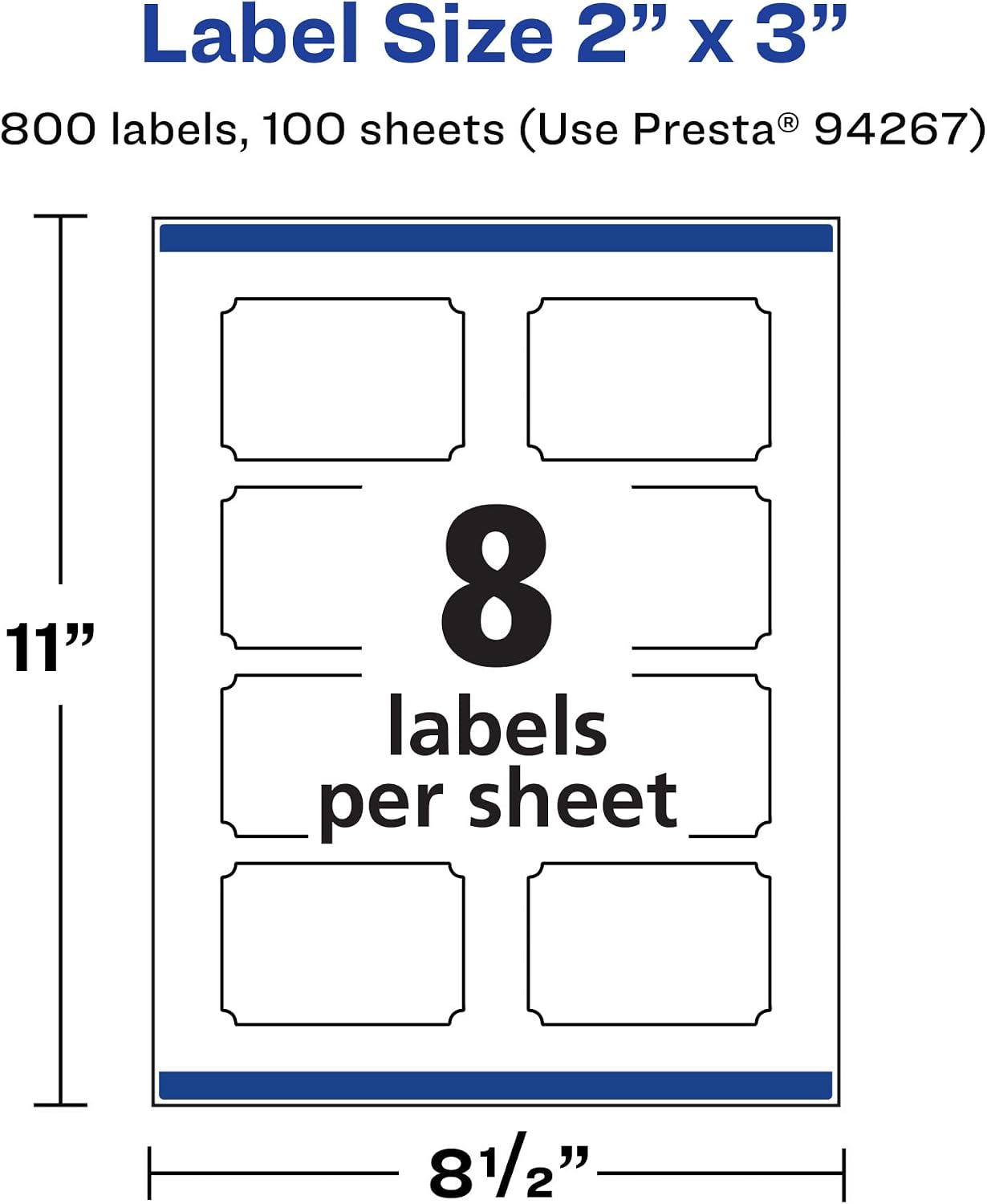 Avery Printable Durable White Rectangle Scalloped Labels, Sure Feed Technology, 2" x 3", Print-to-the-Edge, Waterproof Labels, Laser & Pigment-Based Inkjet Compatible, 800 Total