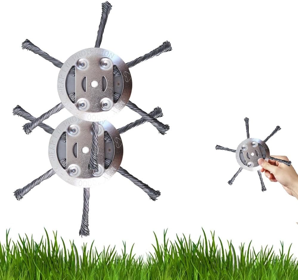 Steel Wire Grass Trimmer Head, 6 Inch Universal Steel Wire Trimmer Head for Weed Eater, Compatible with Most Lawn Mower,Tool-Free Installation (6 Blade+2 PCS)