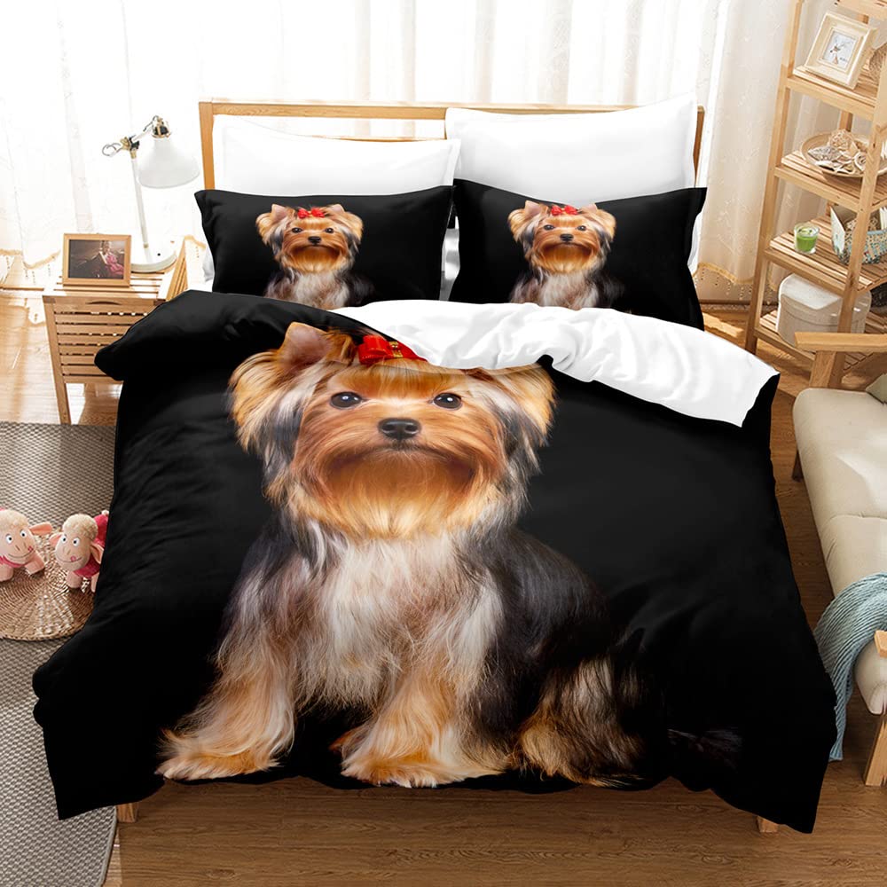 ZZTBQ Dog Kids Bedding Set Cute Cartoon Pet Dogs Junior/Toddler/Cot Bed Duvet Cover and Pillowcase Set 120 x 150 cm