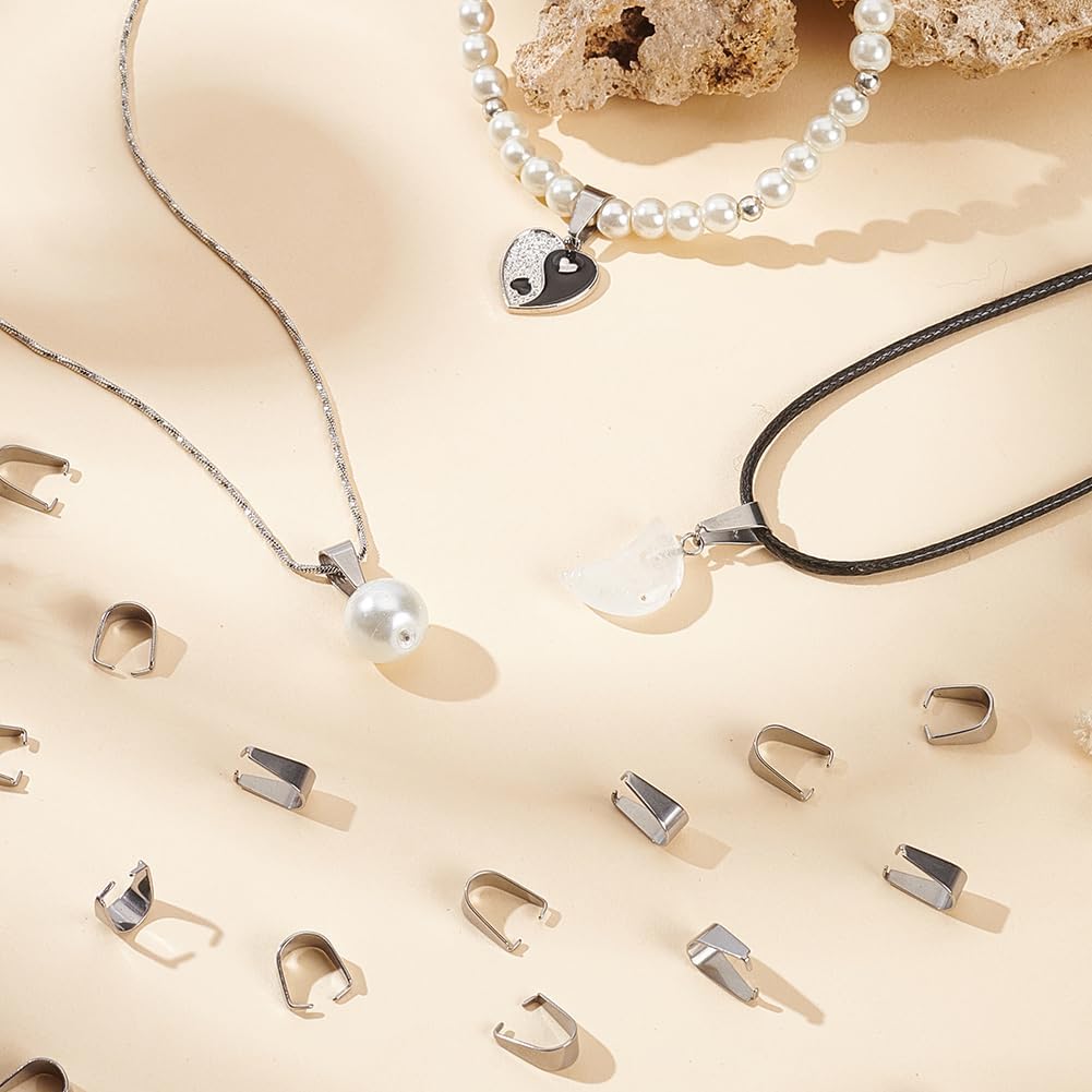 PH PandaHall 20 Pieces 304 Stainless Steel Pinch Clip Bail Clasp Dangle Charm Bead Pendant Connector Findings 10.5x8mm for Jewelry Making - Image 5