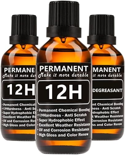 Revestimiento de cerámica nano 12H para automóviles, cera de automóvil, mejor que 9H, 10H, dureza 1.0 fl oz, traje de 3 botellas, alta