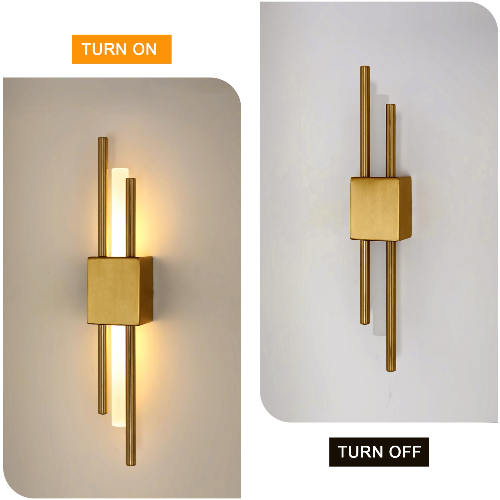 Comely Apliques de Pared Interior LED, 10W Moderno Lámpara de Pared 3000K, Aplique de Pared Largo Dorado para Dormitorio, Salón, Comedor, Pasillo, Escalera