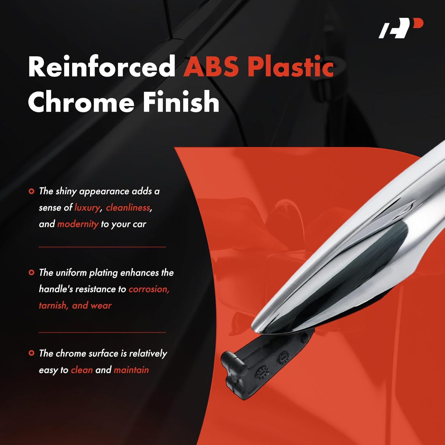 A-Premium Outside Exterior Door Handles Compatible with Hyundai Elantra GT 2013 2014 2015 2016 2017, Without Smart Entry, Chrome, 2-PC Set, Rear Driver & Passenger Side