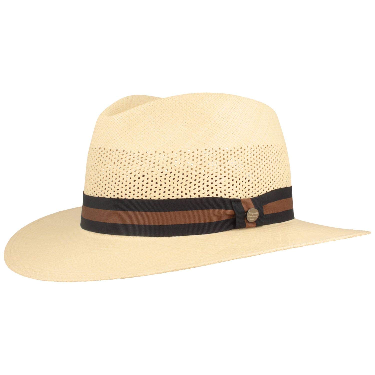 Breiter Original Panama Hut Strohhut Sommerhut aus Ecuador Traditionell Sonnenhut Handgeflochten mit ventilierter Krone