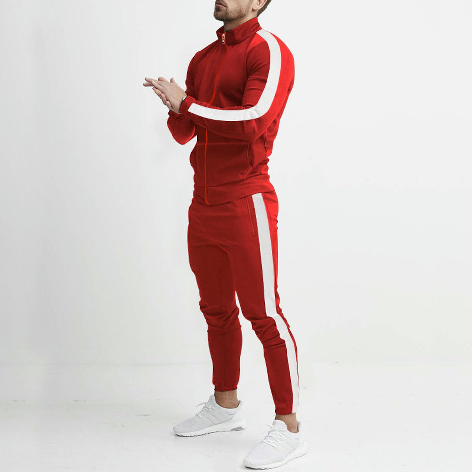 Tute da Uomo A Zip per Uomini, Abbigliamento Sportivo Casual, Giacche E Pantaloni-h-XXL