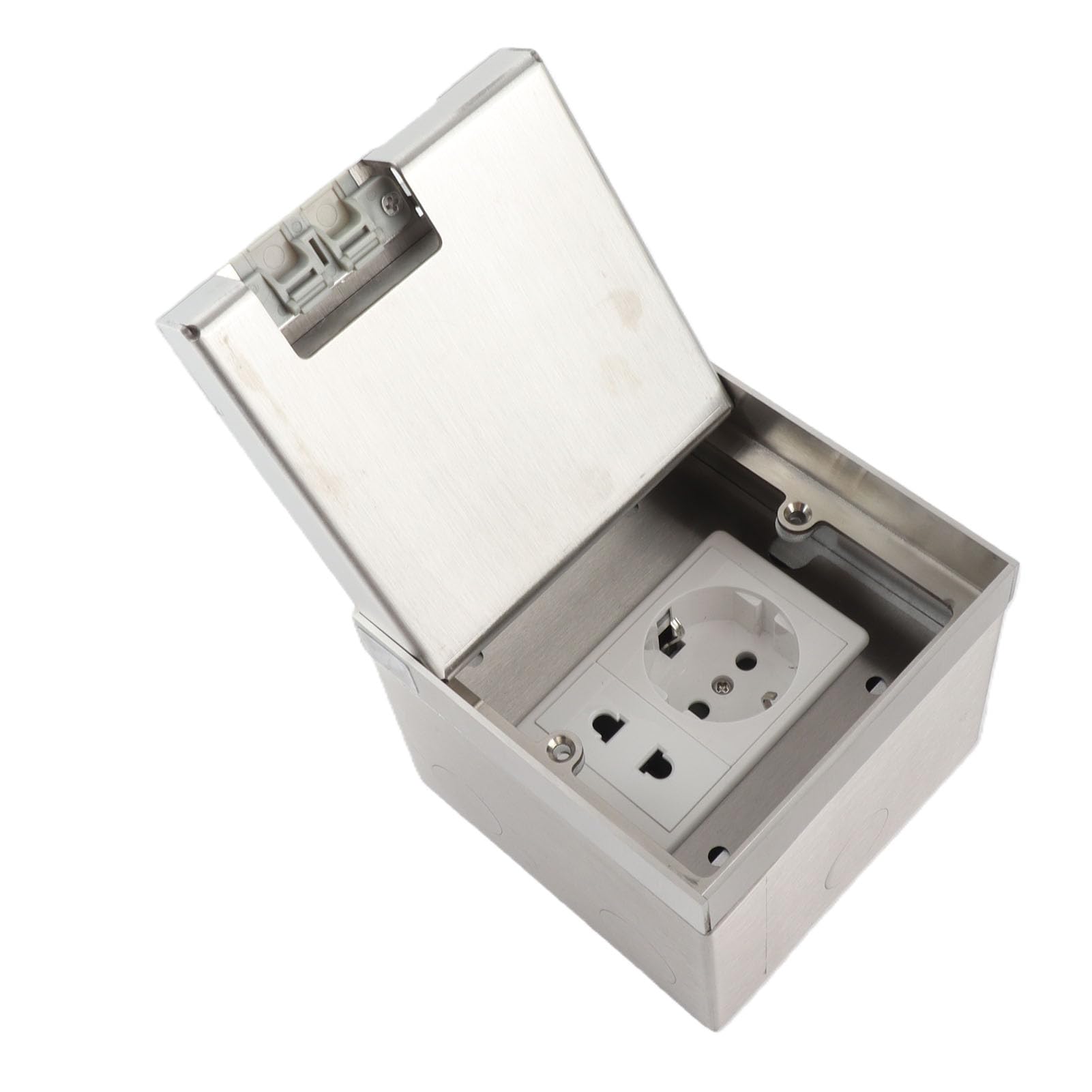 Scatola di Derivazione da Incasso a Pavimento, Presa di Corrente da Incasso a Pavimento UE Impermeabile 10A 2 Fori 16A 3 Fori Scatola di Prese Elettriche da Incasso Nascoste per