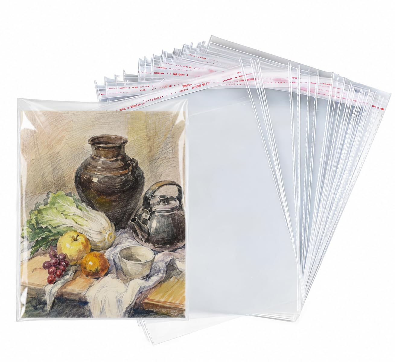 A3 Cellophane Bags, 100 Pcs Clear Self Seal Cellophane Bags 12 x 17 Inch, Large OPP Transparent Sleeves for Art Prints, Photos, Handmade Cards, Certificates & Posters