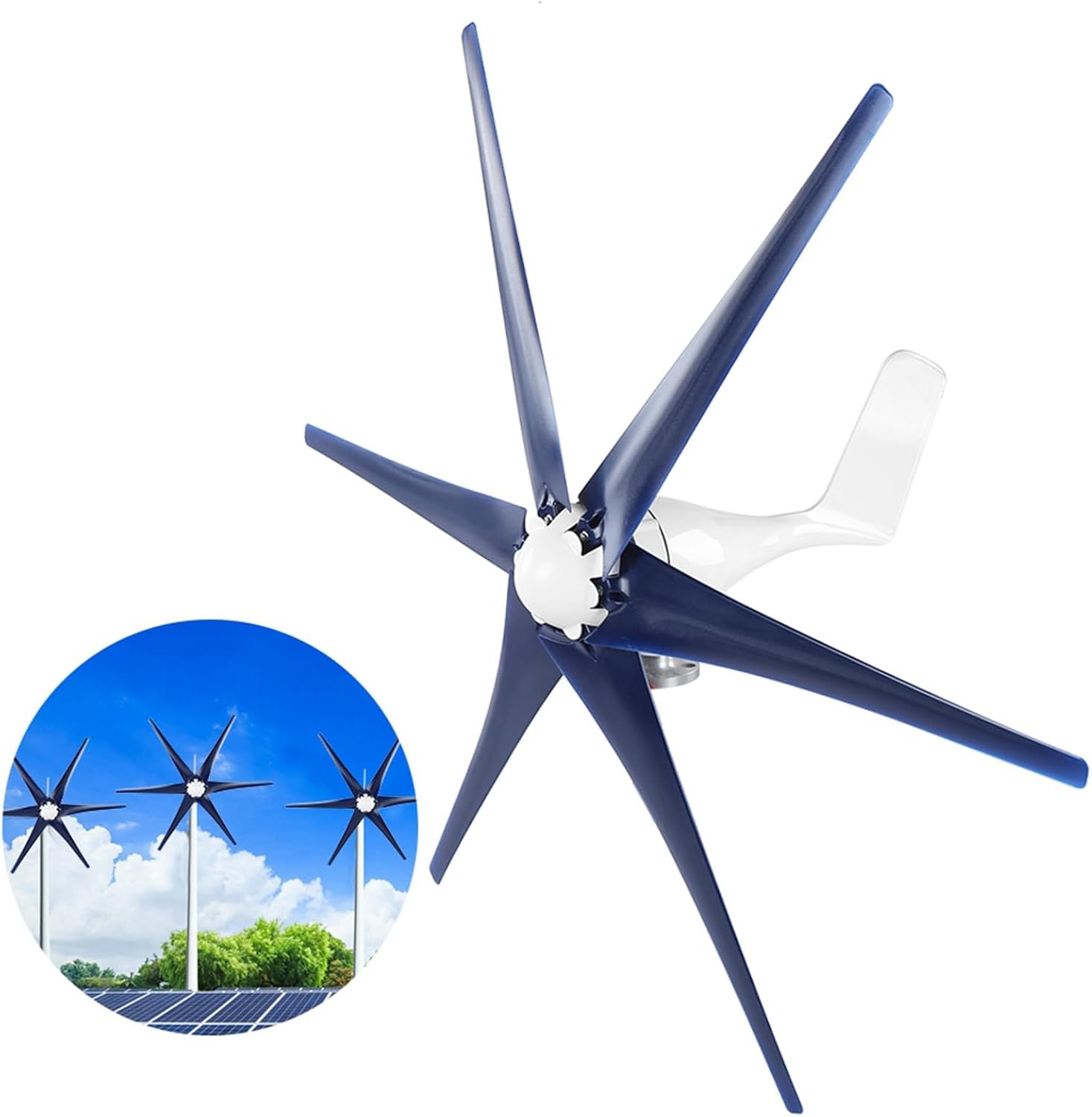 800W Wind Generator Kit 6 Blade Industrial Machinery Machine Professional Wind Turbines Small Windmill Generator (blue 12V)