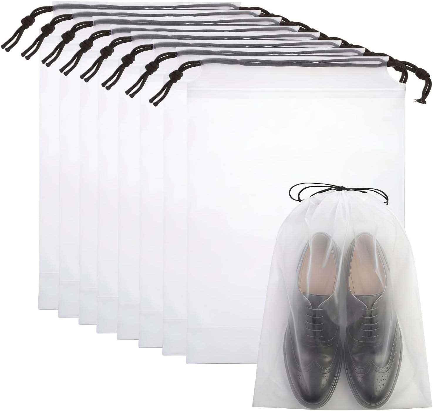 Drawstring Shoe Bags Shoe Bags for Packing, Storage Reusable Waterproof Shoe Organizers for Sneakers & Clothes, Translucent Travel Bags for Men Women (8 Pack)