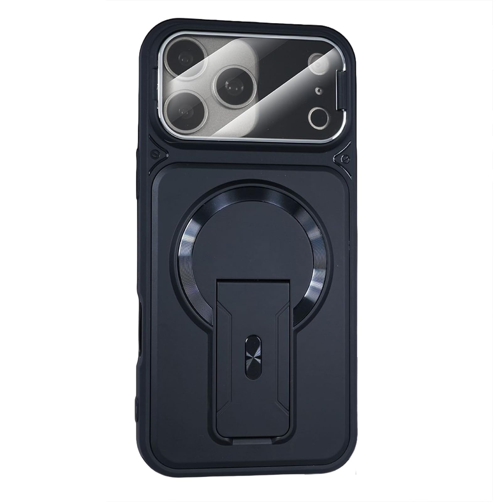 Magnetisch Hülle für iPhone 17 Pro Max/17 Pro/17 Air/17, Gefrostet rutschfeste Schutzhülle mit Faltbare Ständer Kameraschutz Handyhülle,Schwarz,17 Pro