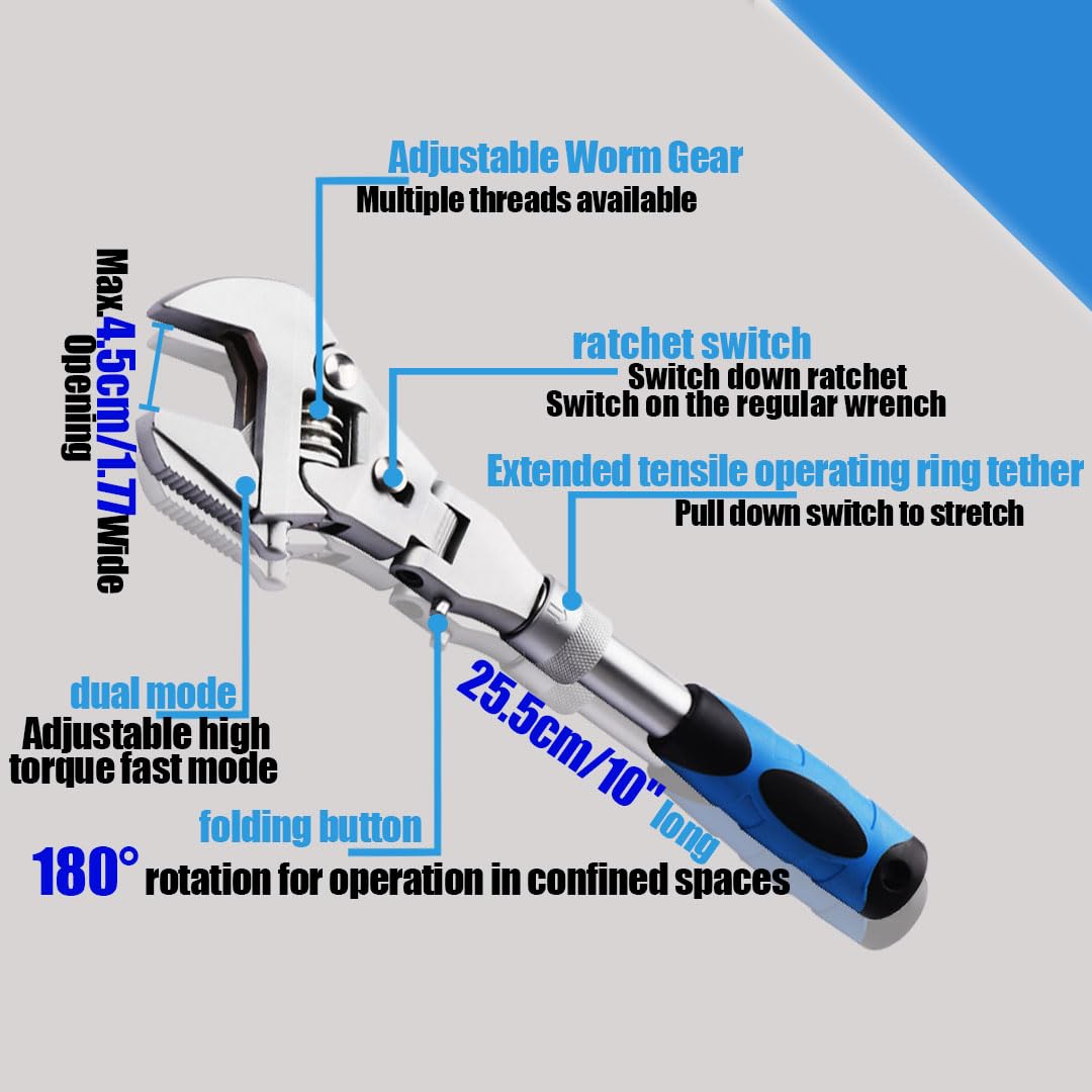 Flex Head Adjustable Wrench - 10-12.4 Inch -3