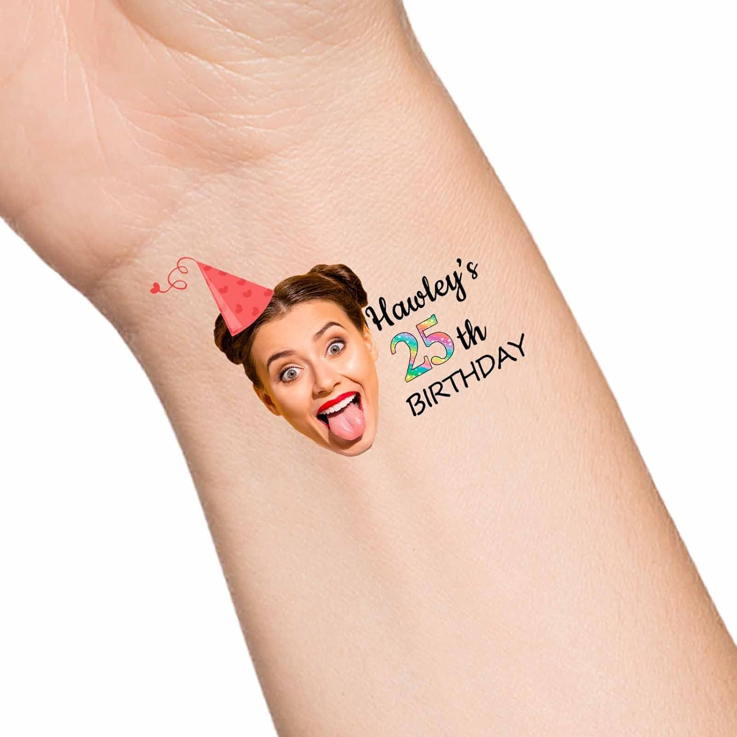 30pcs Custom Face Temporary Tattoos with Name Text