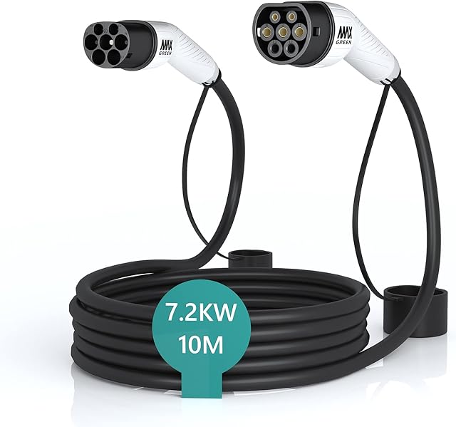 MAX GREEN EV/Electric Vehicle Car & Plug-in Hybrid Charging Cable Type 2 to Type 2, | 32Amp | Max Output Power 7.2 KW | Single Phase | 10 Meters |