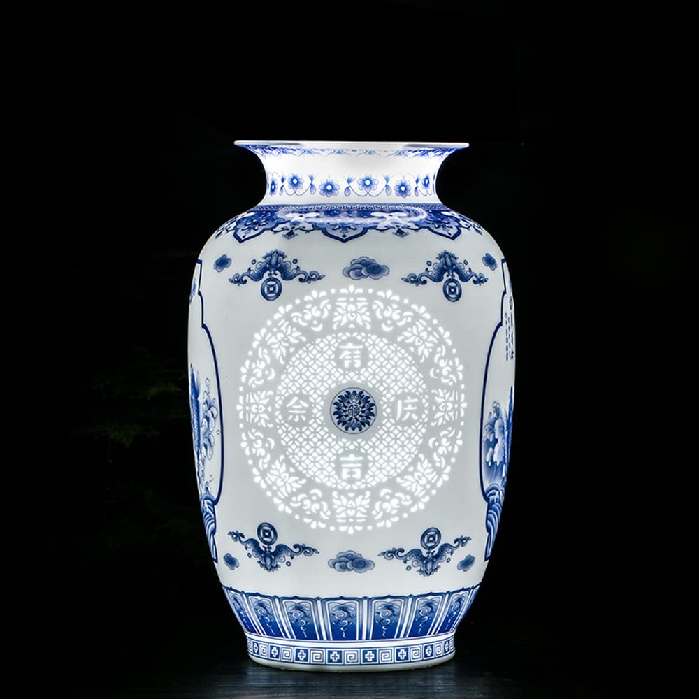 DFGHNBVC Vase Desktop Modern Flower Arrangement Porcelain Bottle Decoration Chinoiserie Ceramic Vase Blue And White Pastel Exquisite Vase Chinese Decoration Furnishings,B