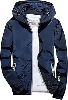 2025 - Sudadera con capucha casual para hombre, color puro, talla grande, cremallera reflectante, abrigo deportivo al aire libre, cálido