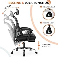 Vista 7 de Sweetcrispy Office Computer Desk Chair, Ergonomic High-Back Mesh Rolling Work Swivel Chairs with Wheels, Comfortable Lumbar Support, Comfy Arms for