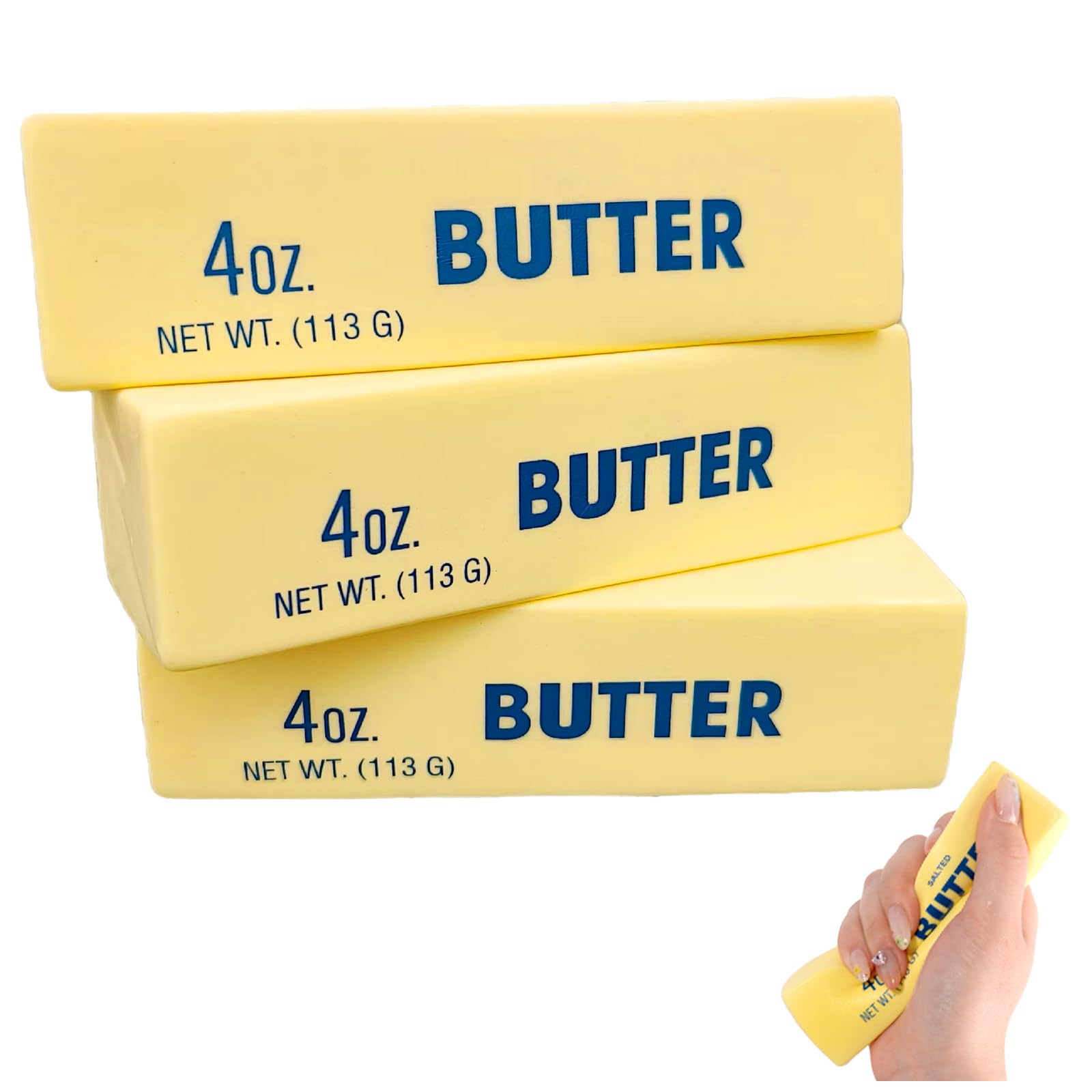 Butter Squishy Fidget Toys, Squeeze Butter Squishy,Soft Butter Squishys Stress Relief, Anxiety Relief Fidget Replica Sensory for Adults, Butter Stress Stick for Office, School & Travel